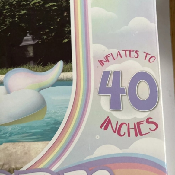 Inflatable Rainbow Unicorn Pool Float Toy White 40 Inch. Not in box, however, is - Picture 2 of 4
